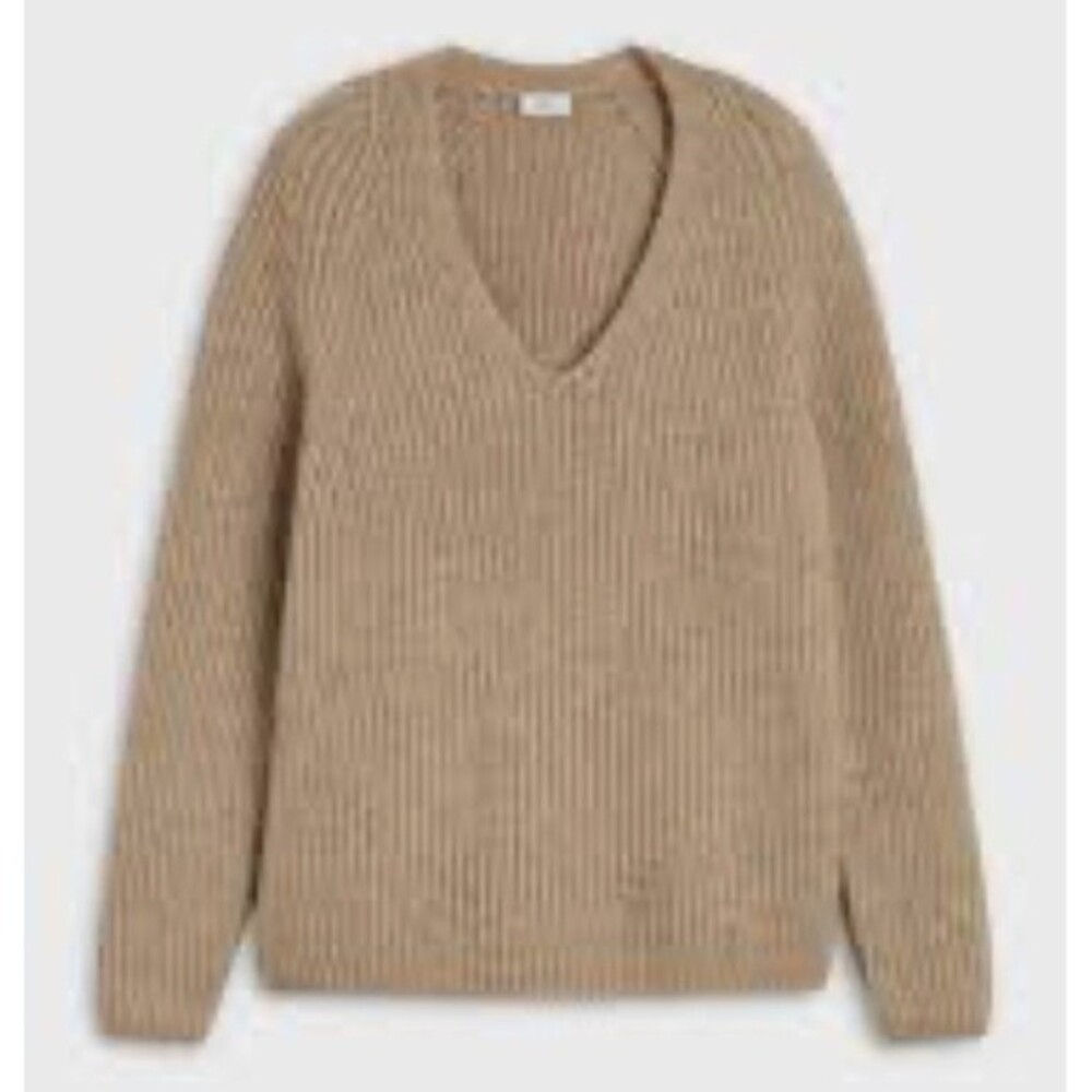 Closed Tan Colored Alpaca Wool Blend Oversized V-Neck Sweater